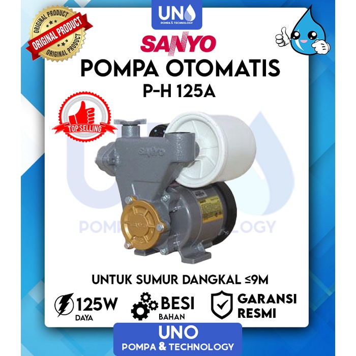 Jual Sanyo Pompa Air Sumur Dangkal Auto Otomatis PH 125 A / PH-125 A ...