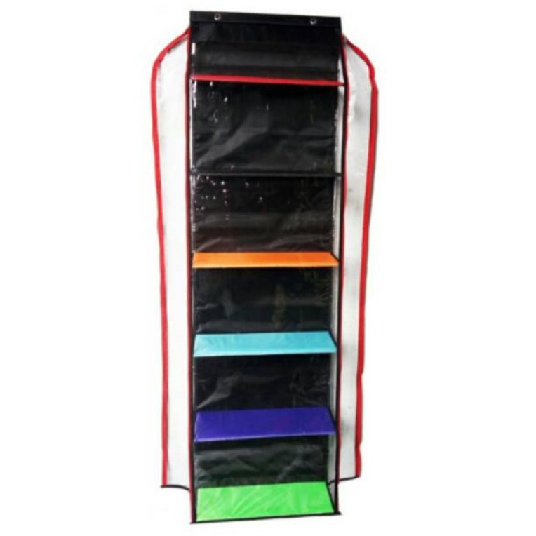 Jual Rak Tas Gantung Resleting Pelangi Mika Tebal Hbo Hanging Bag Organizer Zipper Rainbow