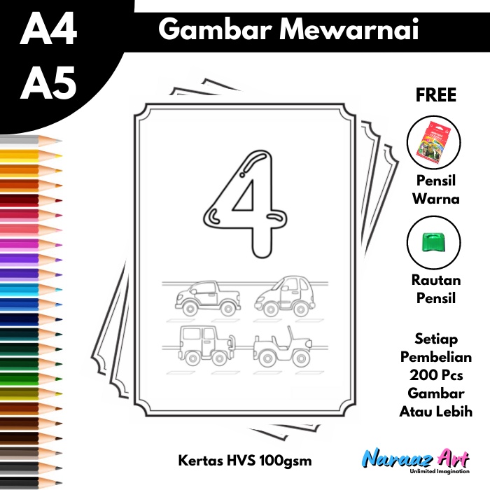 Jual Gambar Mewarnai Angka 1 10 Aktivitas Anak Tk Sd Paud Gambar Sketsa Bukan Buku Shopee