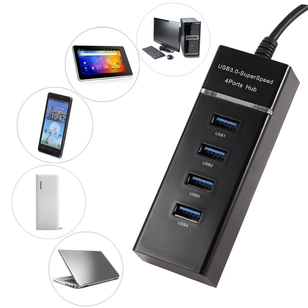 Jual 4 Ports Micro USB 3.0 HUB Splitter with Power Adapter USB Hab High ...