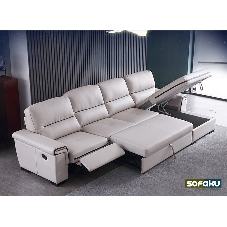 Recliner Sofa L Pull Out Bed Storage