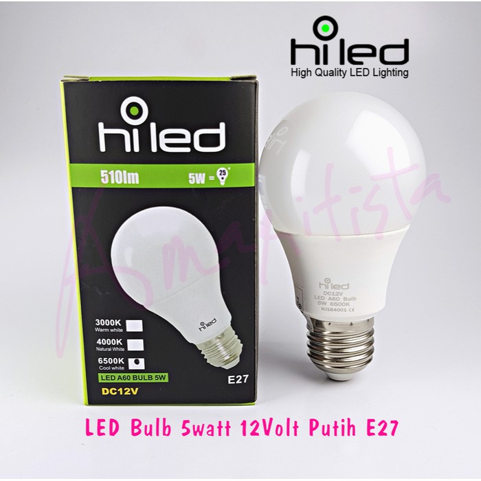 Jual Lampu Hiled LED BULB / BOHLAM DC 12V 5W Putih 6500K 510Lumen E27 ...