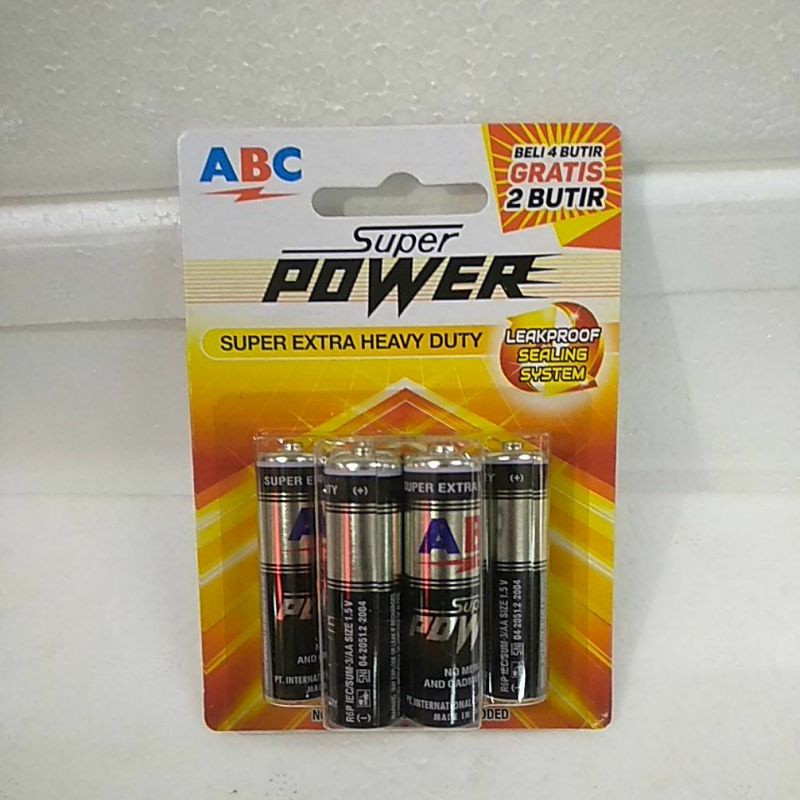Jual Baterai AA Hitam ABC Super Power Baterai ABC Hitam | Shopee Indonesia