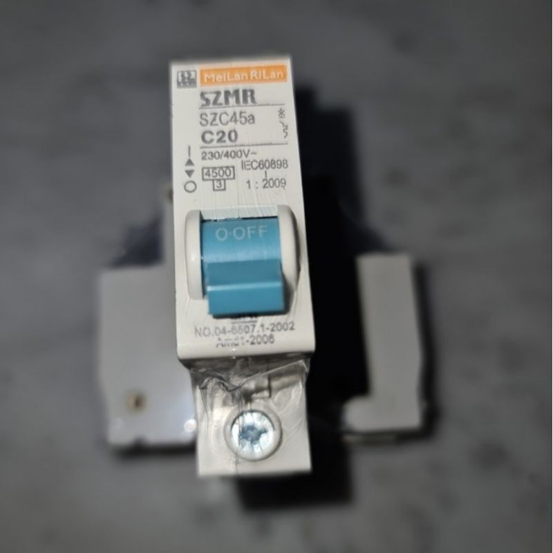 Jual MCB SZMR MeiLan RiLan 20A/ 20Ampere 1 Phase/ 1 Pas SNI Standar PLN ...
