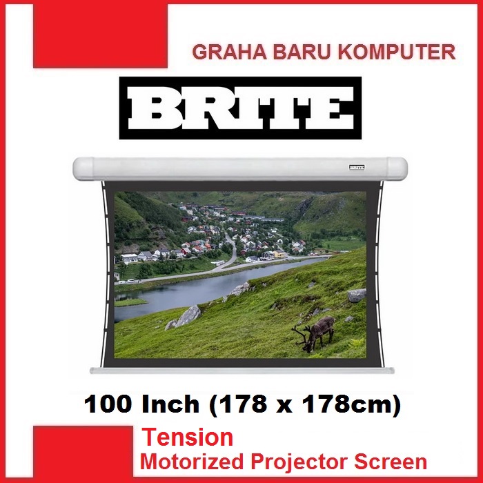 Jual Brite Tension TMR-1818 Motorized Projector Screen 100 Inch Layar ...