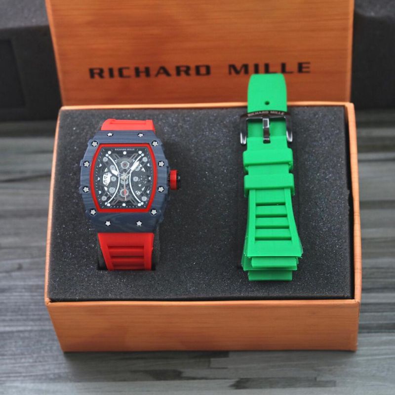 Jual Jam Tangan Pria RM Carbon Analog Bahan Rubber Free Tali Dan Box ...