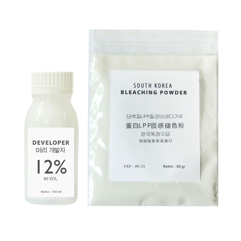 Jual Bleaching Korean Powder level 8 50 gr + Developer 100ml / Bleach