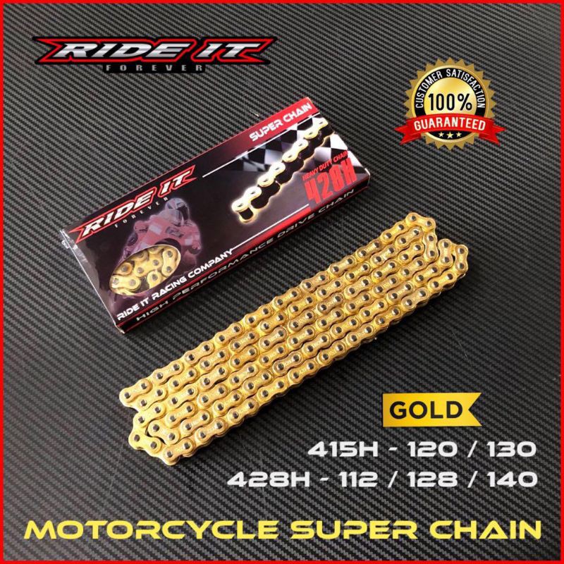 Jual RANTAI RACING PANJANG UKURAN 428 140 L GOLD RIDE IT ORI KLX 150 ...