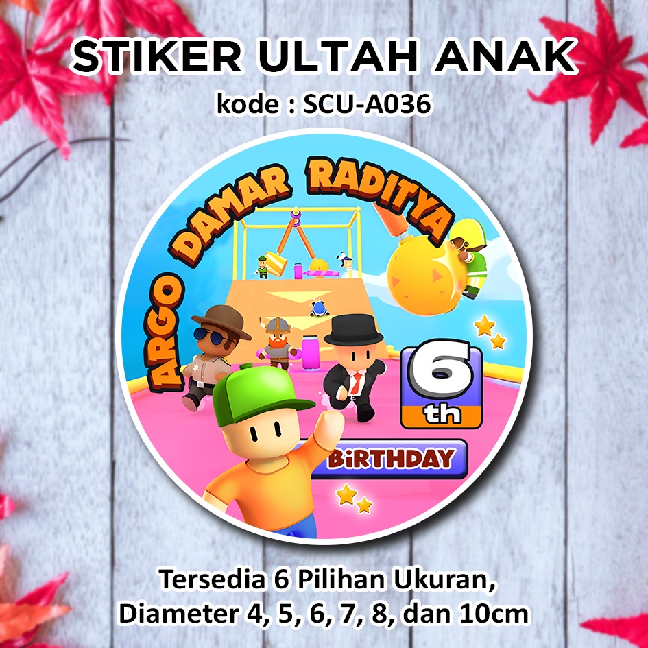 Jual STIKER ULANG TAHUN ANAK STUMBLE GUYS GAMES BIRTHDAY STICKER LABEL ...