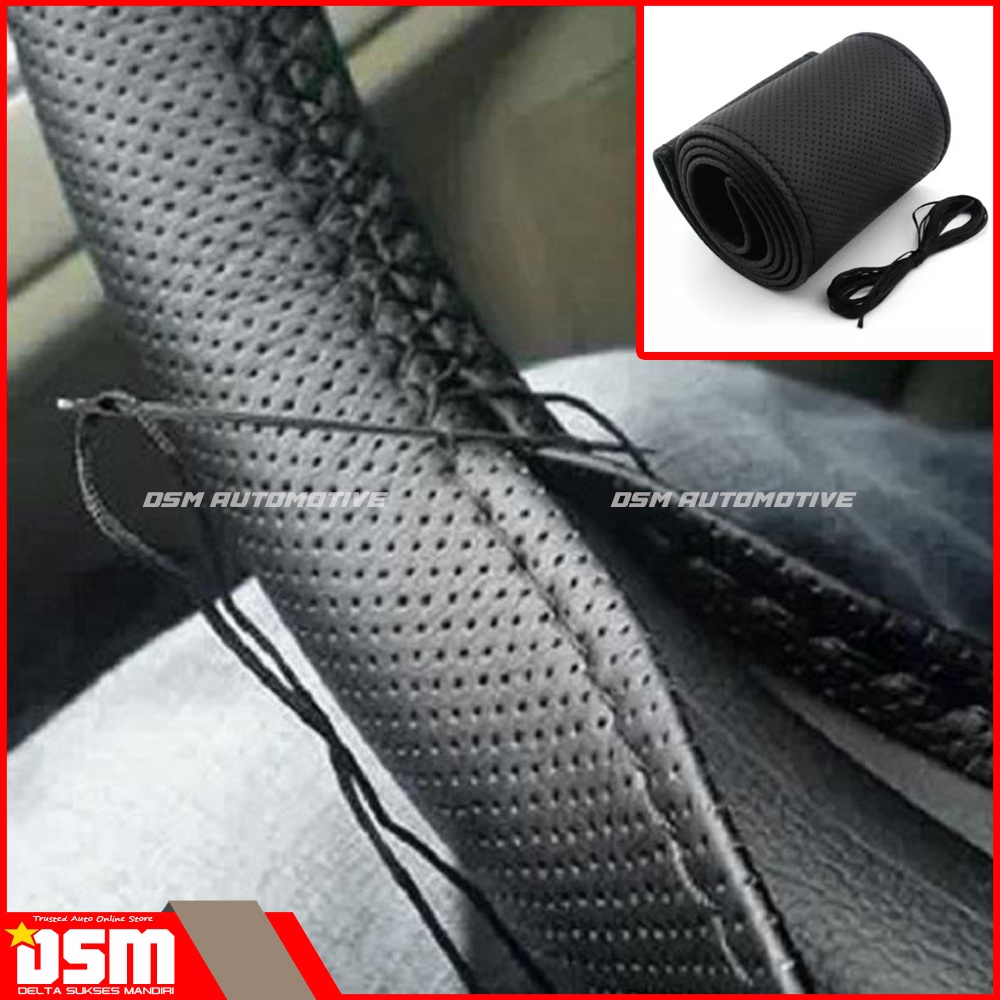 Jual Cover Setir Mobil Sarung Stir DIY Bahan PU Leather + Jarum Benang ...