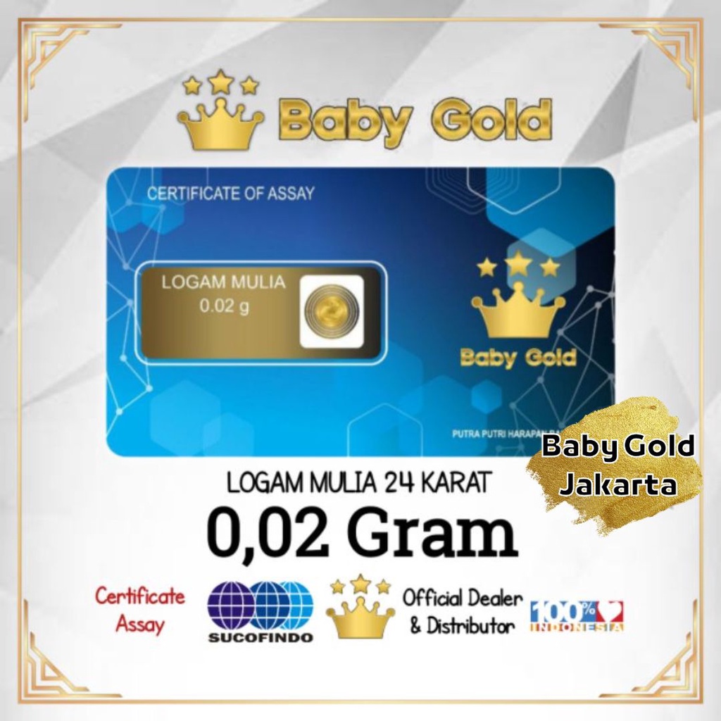 Jual Baby Gold Emas Mini 0,02 gram Logam Mulia 24 Karat 0.02gr BabyGold