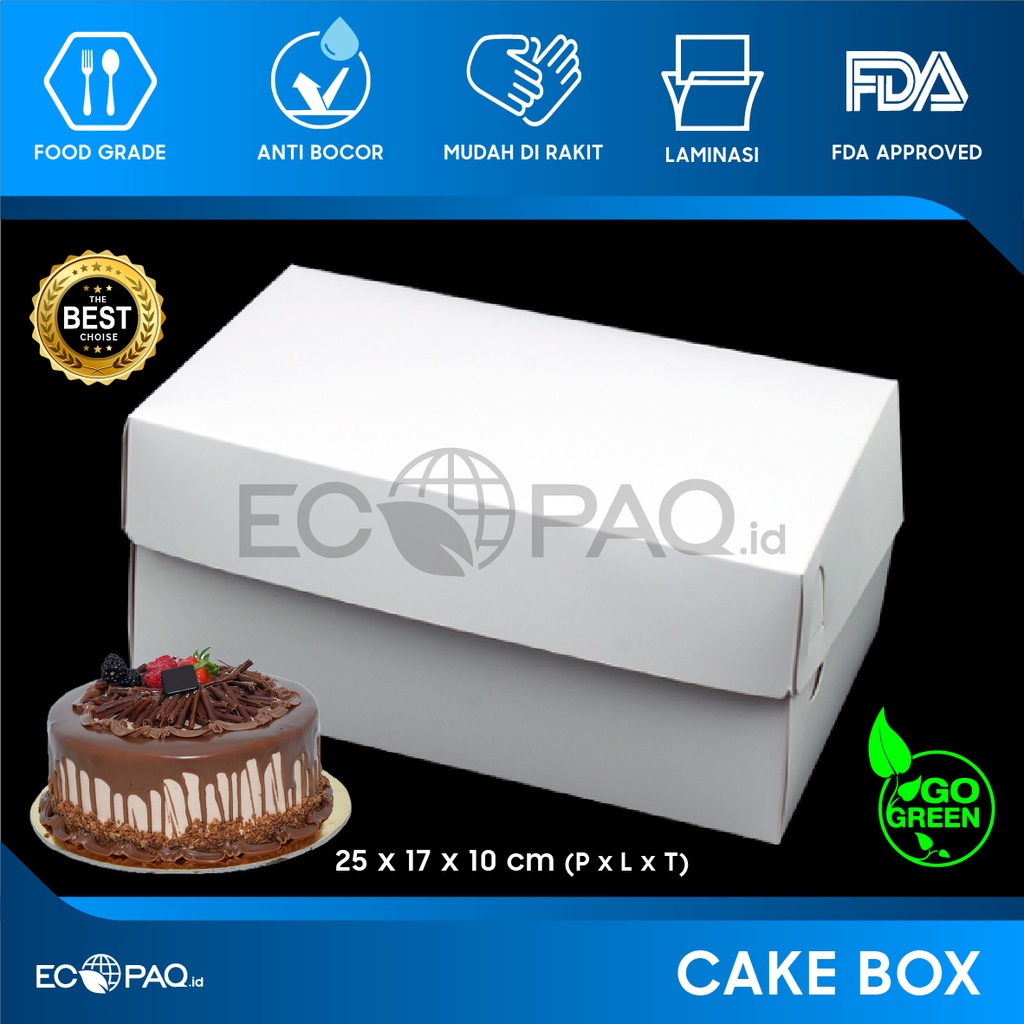 Jual Box Kue Cake Box Kotak Kue Dus Kue 25x17x10 Cm Putih Polos 20 Pcs Shopee 3779