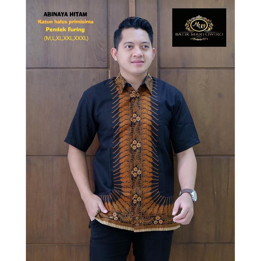 Jual ATASAN KEMEJA BATIK PRIA SOLO LENGAN PENDEK LAPIS FURING Abinaya ...