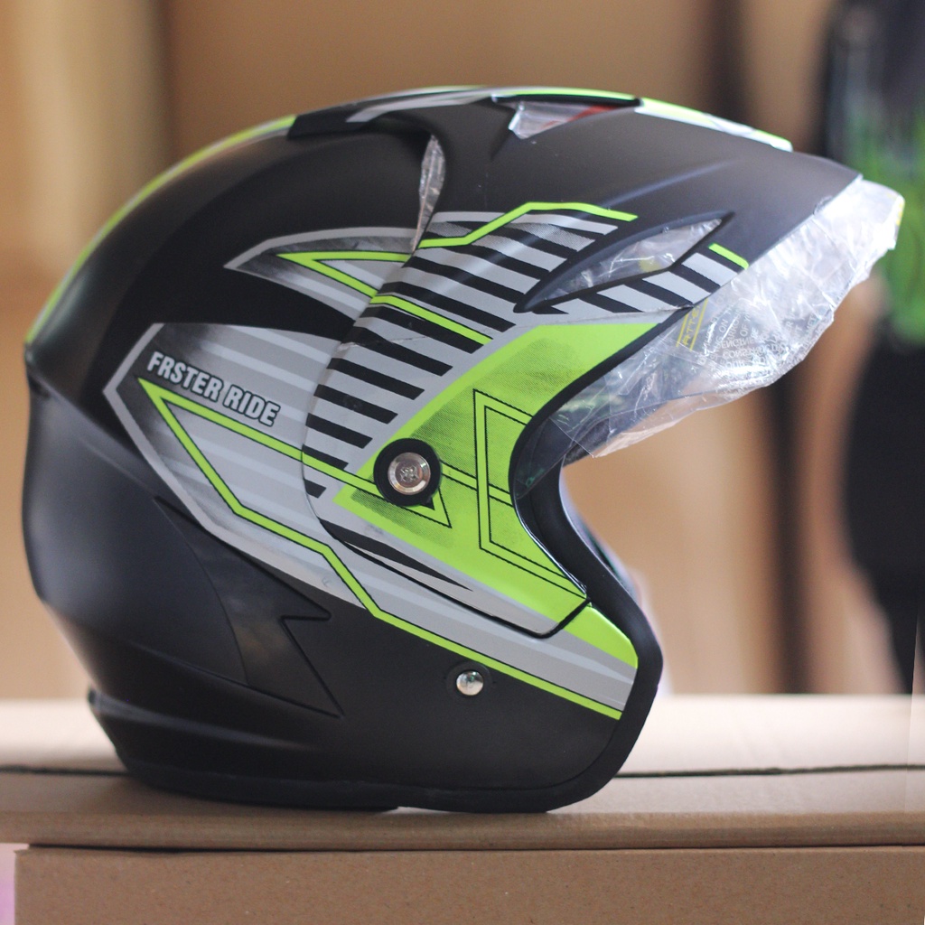 Jual Helm Half Face MLA JP5 Motif Kaca Single Visor Clear Untuk Pria