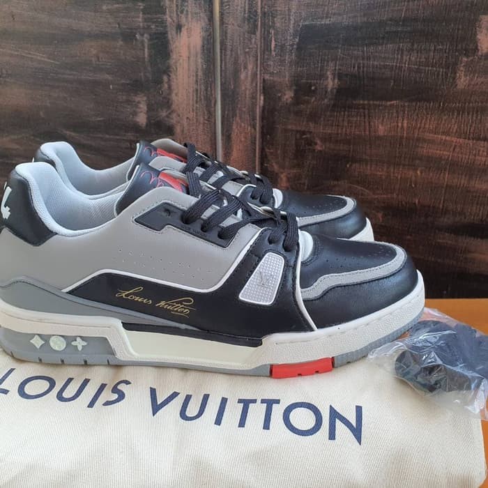 Jual Sepatu Louis Vuitton Trainer Sneakers Grey Black Sport Import