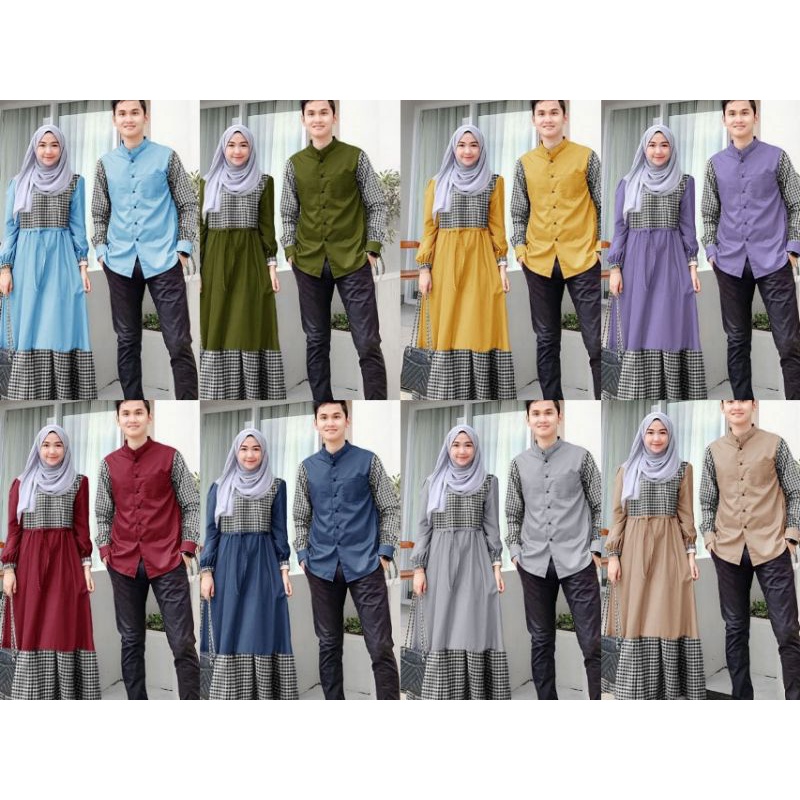 Jual Baju Couple Terbaru Set Gamis Kemeja Cp Damara 123 Set Kapel Muslim Baju Pasangan