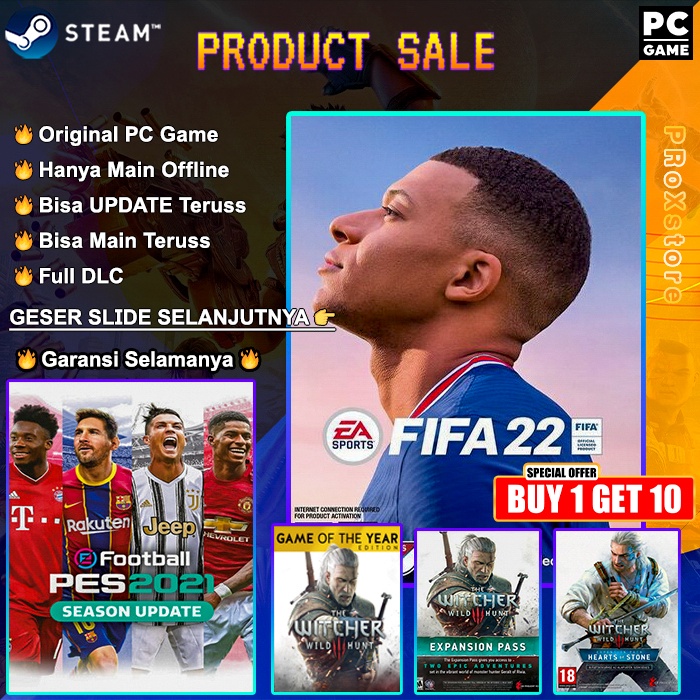 Jual FIFA 22 + The Witcher 3 G.O.T.Y. + PES 2021 PC Game ORIGINAL Shopee Indonesia
