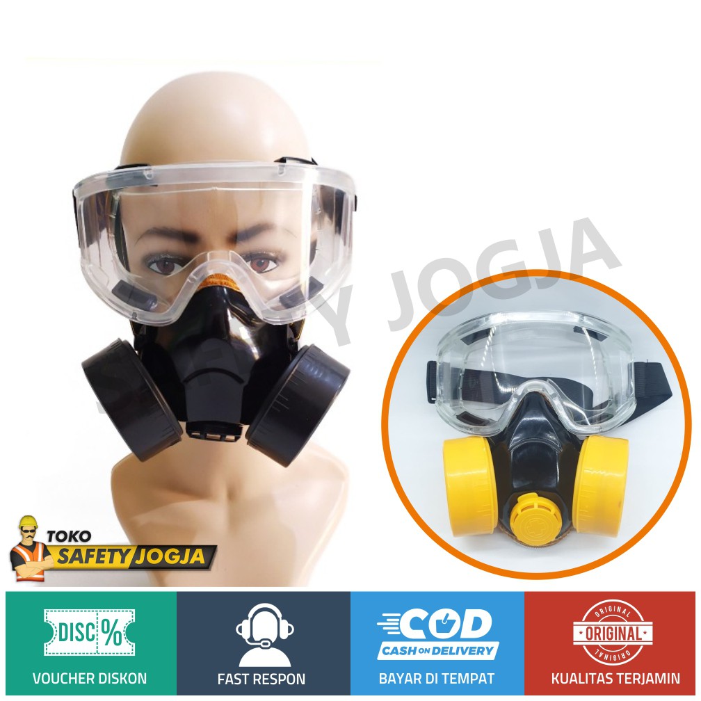 Jual MASKER GAS MASK RESPIRATOR ANTI KIMIA DAN DEBU PELINDUNG MATA ...