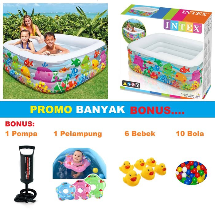 Jual PAKET BONUS Kolam Renang Bayi Anak Intex 57471 Clearview Aquarium ...