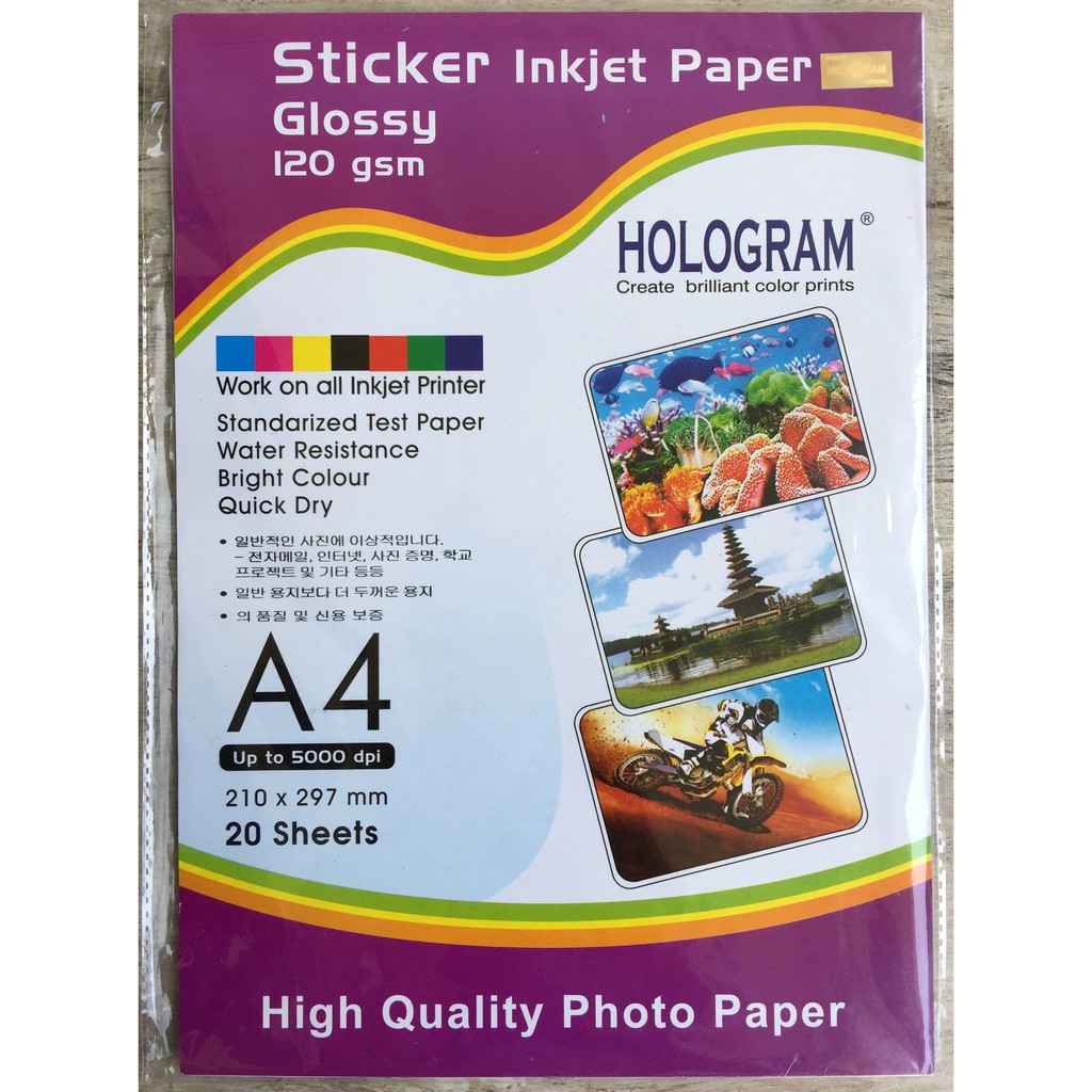 Jual Glossy Sticker Paper Kertas Stiker Photo Inkjet A4 120 Gsm Isi 20