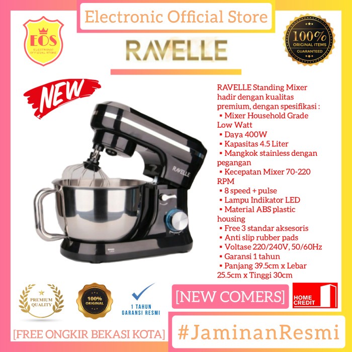 Jual MIXER ROTI RAVELLE 4,5 LT STAINLESS LOW 400 WATT/ SERUPA MIXER MITO HITAM Shopee Indonesia