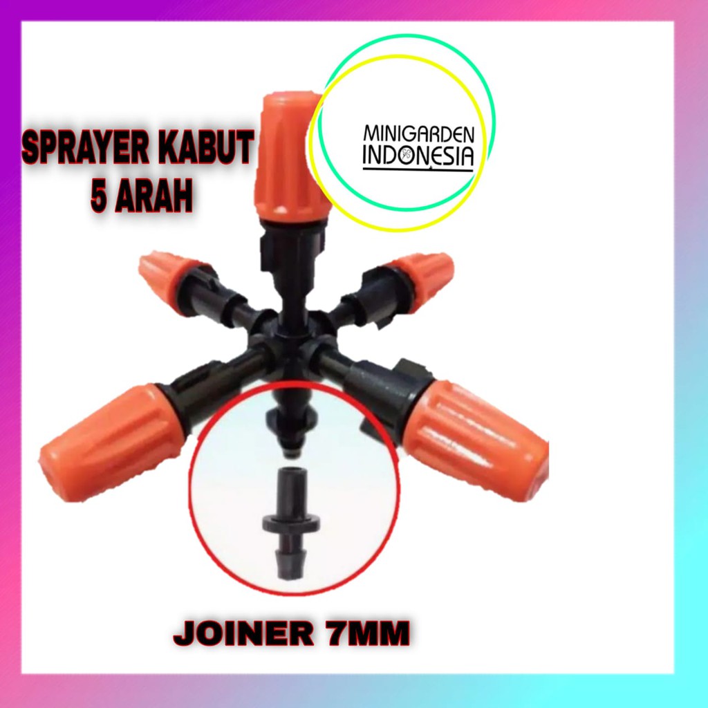 Jual FOGGER SPRAYER KABUT 5 ARAH + KONEKTOR JOINER 7MM fitting 5 way ...