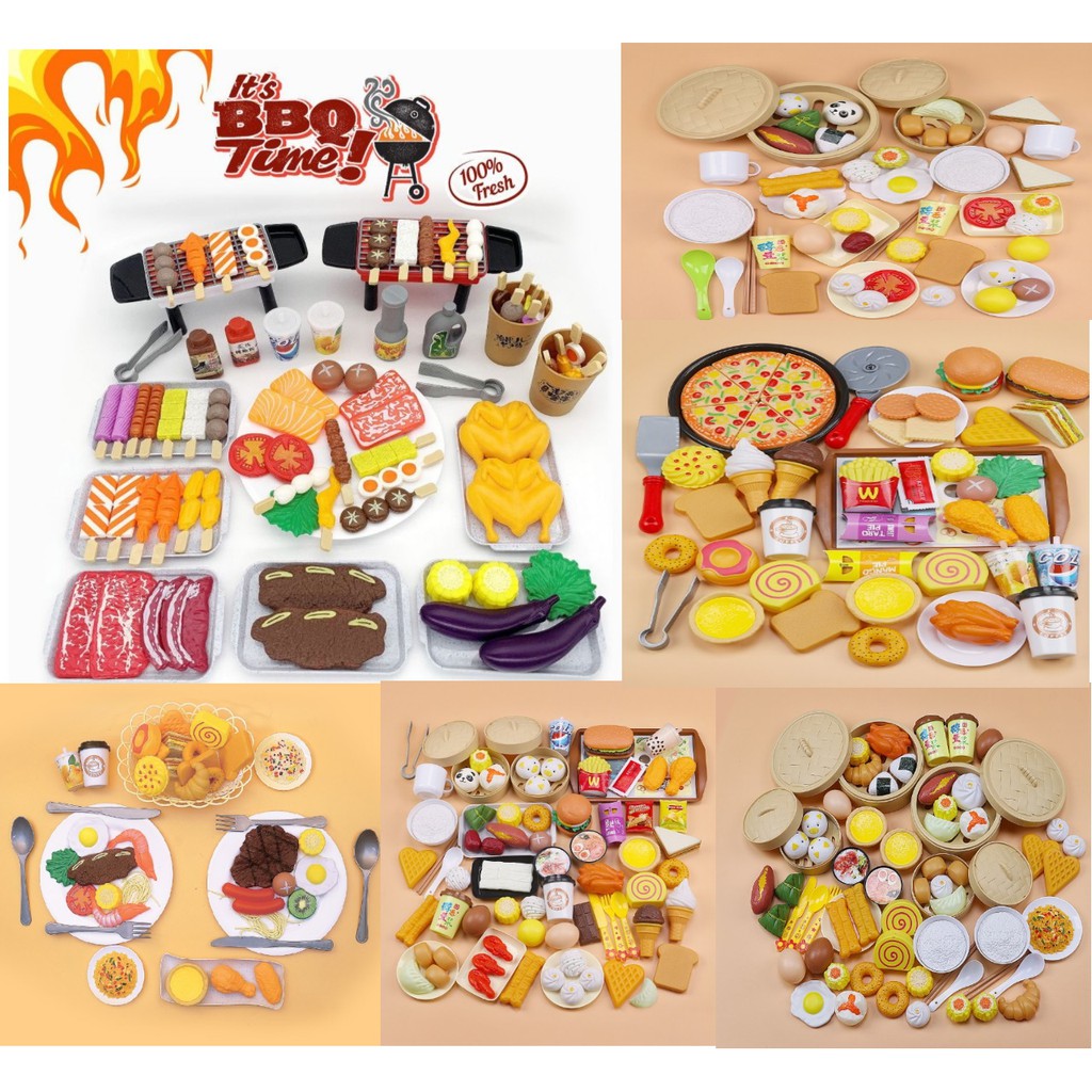 Jual [LOGU] Mainan dimsum anak, Pretend play mainan makanan BBQ Grill ...