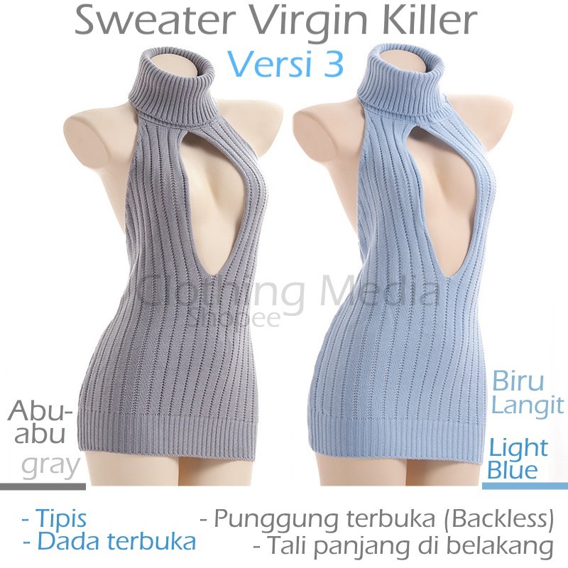 Jual Sweater Virgin Killer V3 Tipis Dada Terbuka Cosplay Versi 3