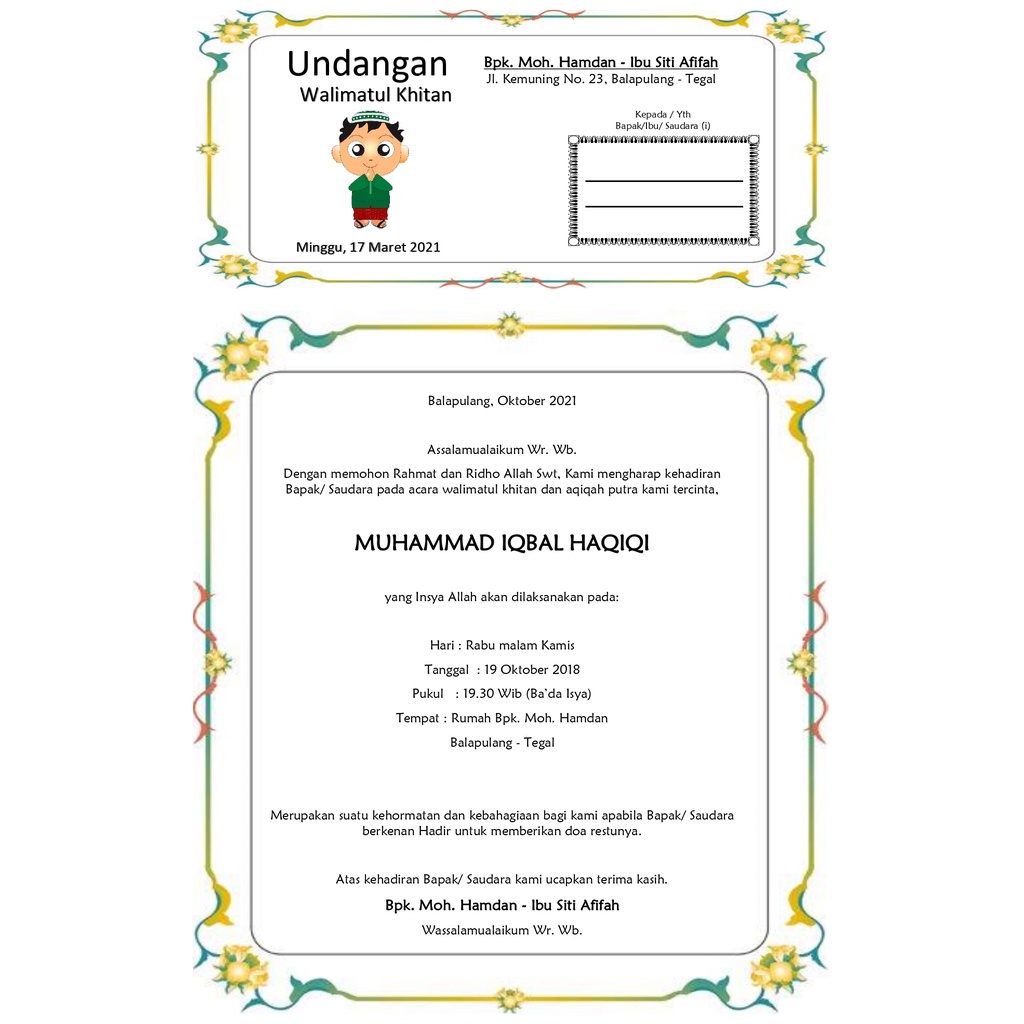 Jual PROMO UNDANGAN MURAH!! UNDANGAN WALIMATUL URSY, UNDANGAN AQIQAH