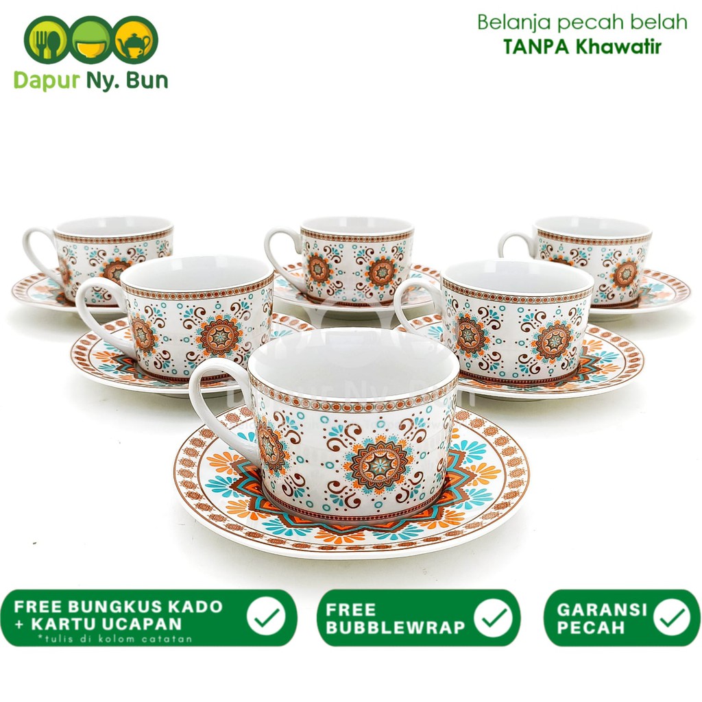 Jual Pasang Cangkir Set Motif Marakesh Cangkir Kopi Alas