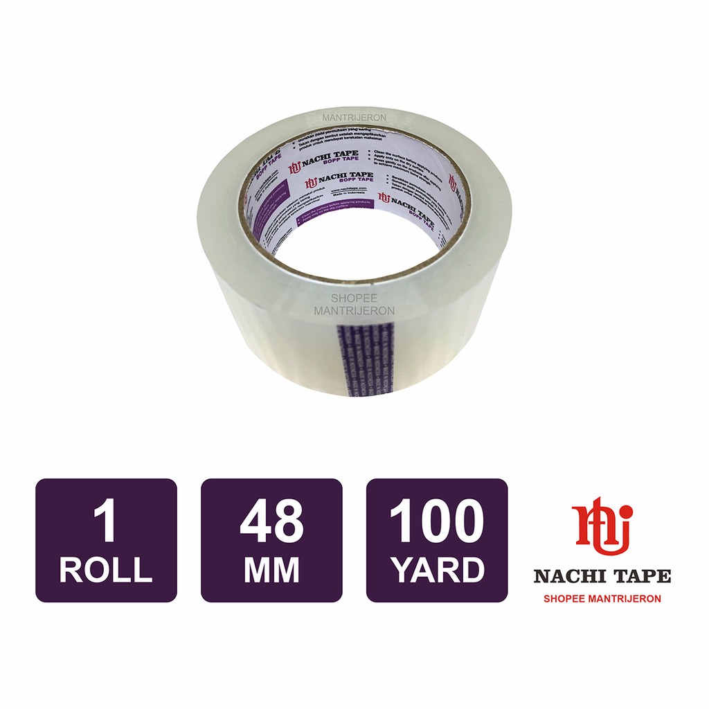 Jual Lakban Nachi Bening 2 inch 48 mm 100 yard Isolasi Tape Solatip