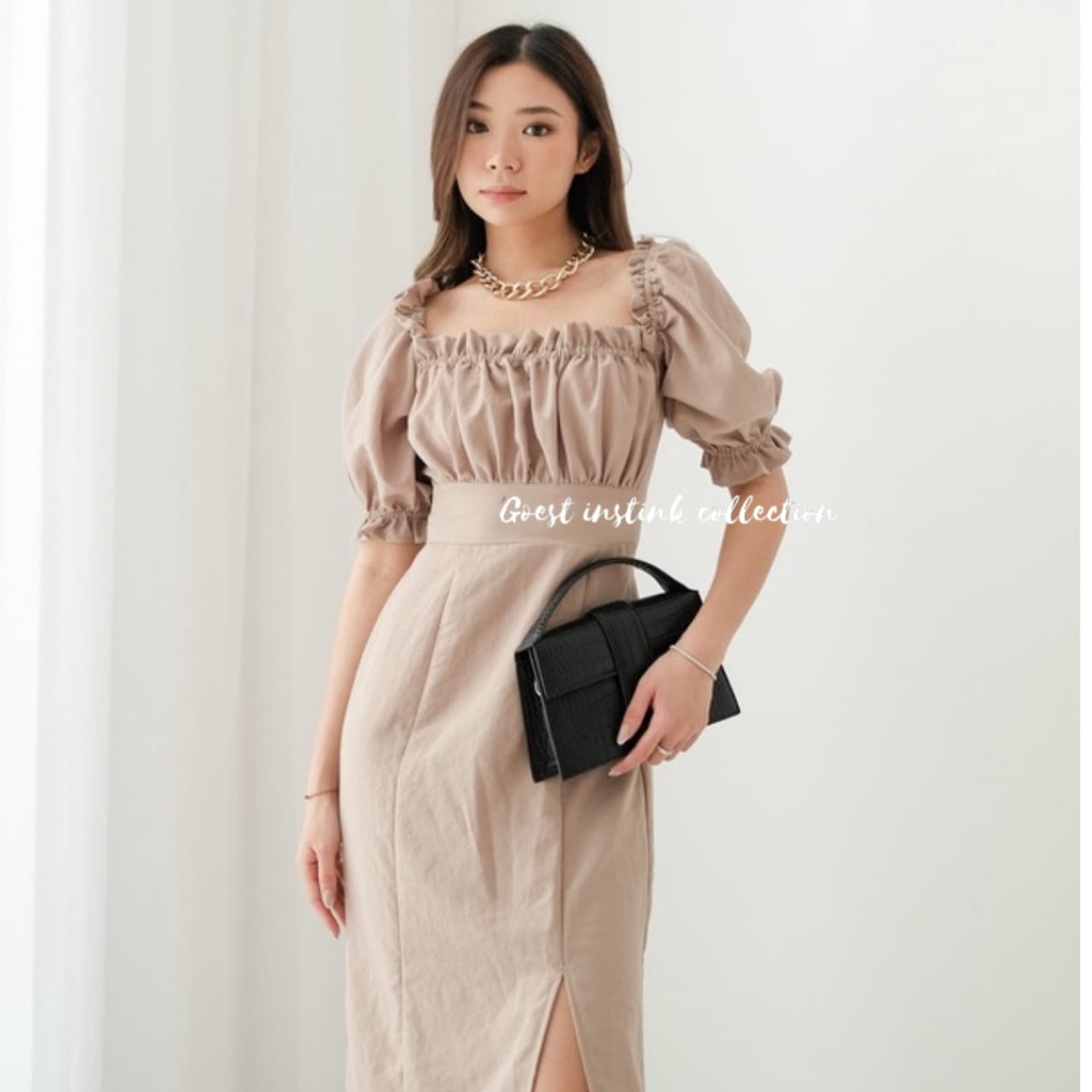 Jual Big Size Dress Venice Midi Dress Belah Samping Dress Sabrina Polos ...