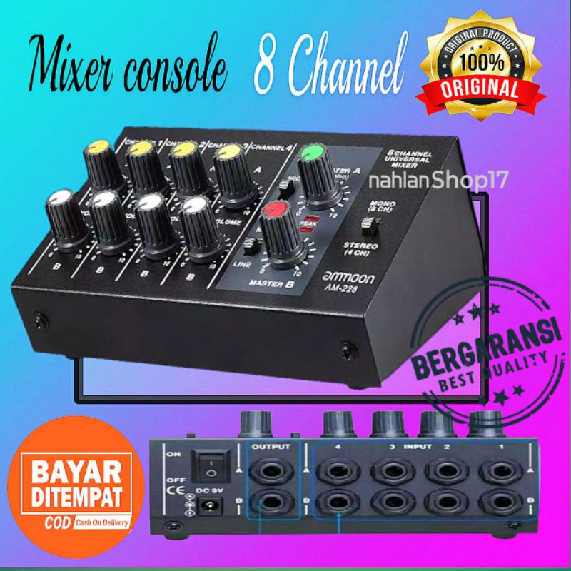 Jual MIXER CONSOLE 8 CHANNEL PROFESIONAL SOUND CARD AM 228 INPUT