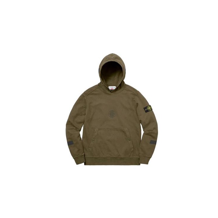 Supreme stone island olive on sale hoodie