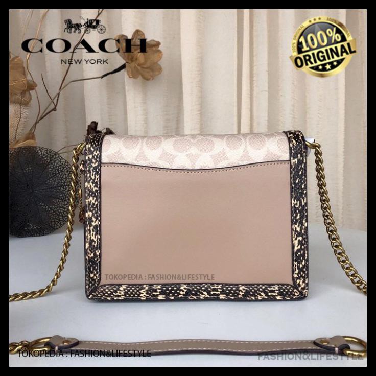 Jual Coach Hutton Shoulder Bag Blocked Signature Canvas Snakeskin