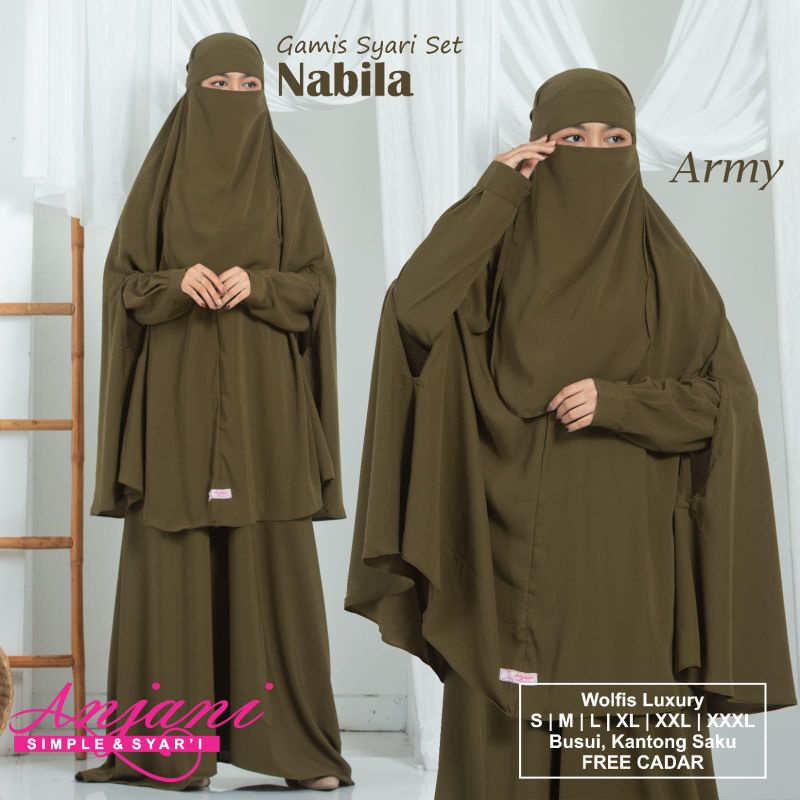 Jual Gamis Polos Nabila Set Syari Gamis Syari Set Khimar Plus Cadar