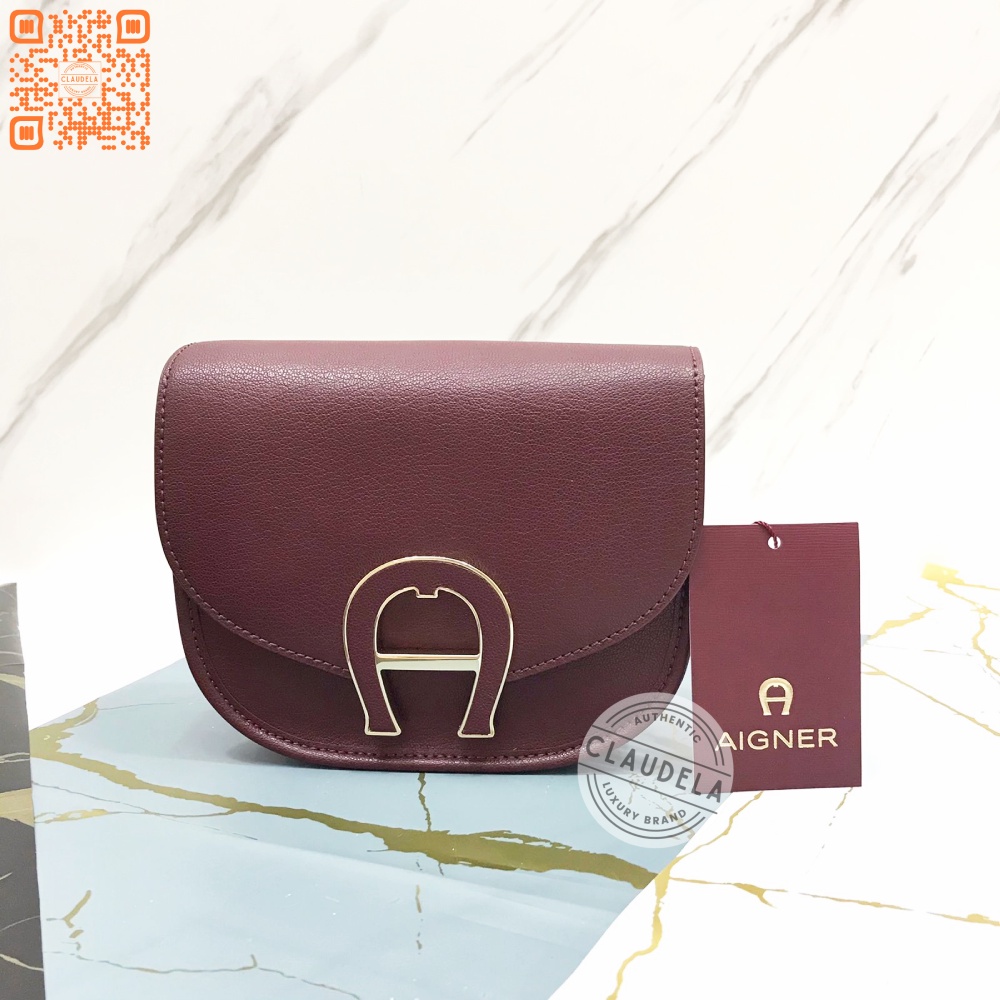 AIGNER Pina Mini Crossbody in Maroon Leather