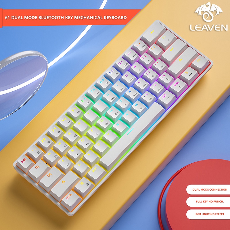 TERBAIK LEAVEN K620 keyboard mechanical tkl rgb murah type-c wired blue switch red switch hotswap mechanical keyboard gaming