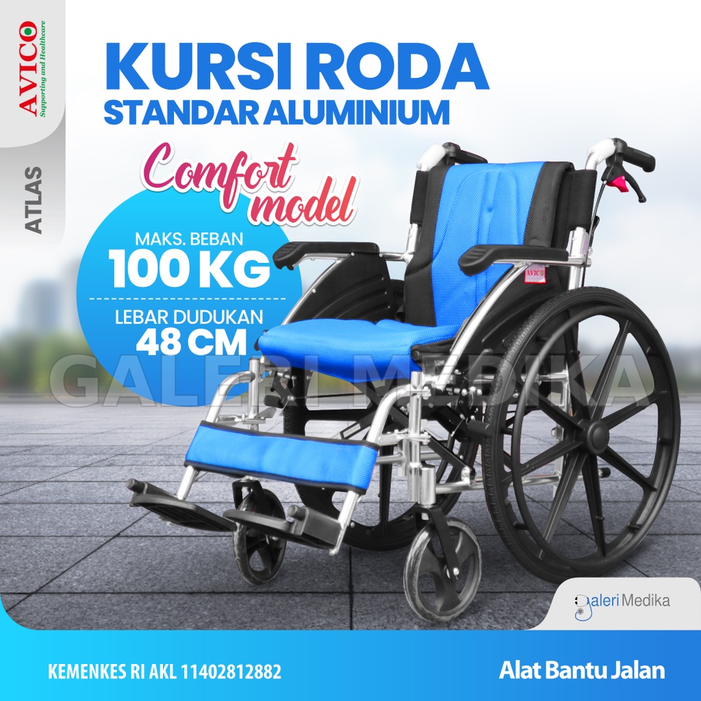 Jual Kursi Roda Alumunium Avico Atlas Deluxe - Aluminium Wheelchair ...