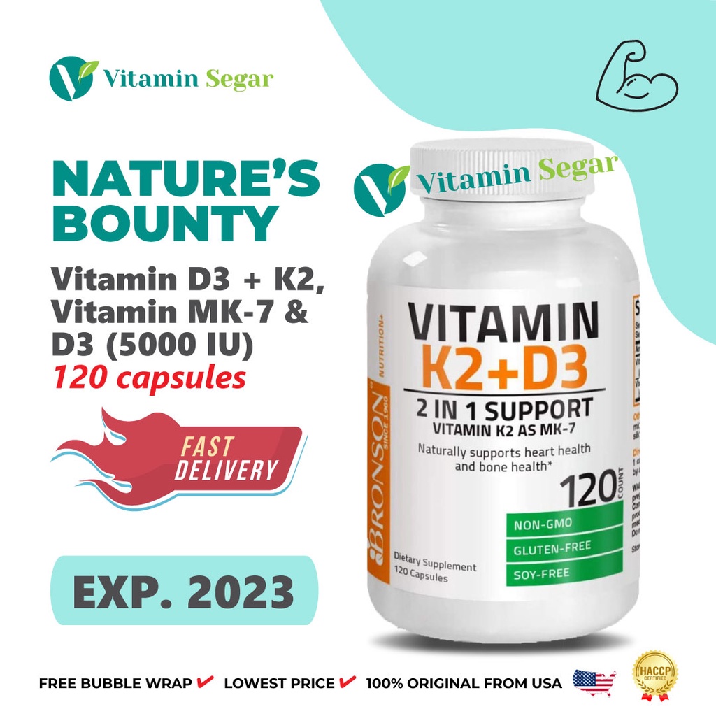 Jual Bronson Vitamin D3 + K2, Vitamin MK7 & D3 (5000 IU), 120