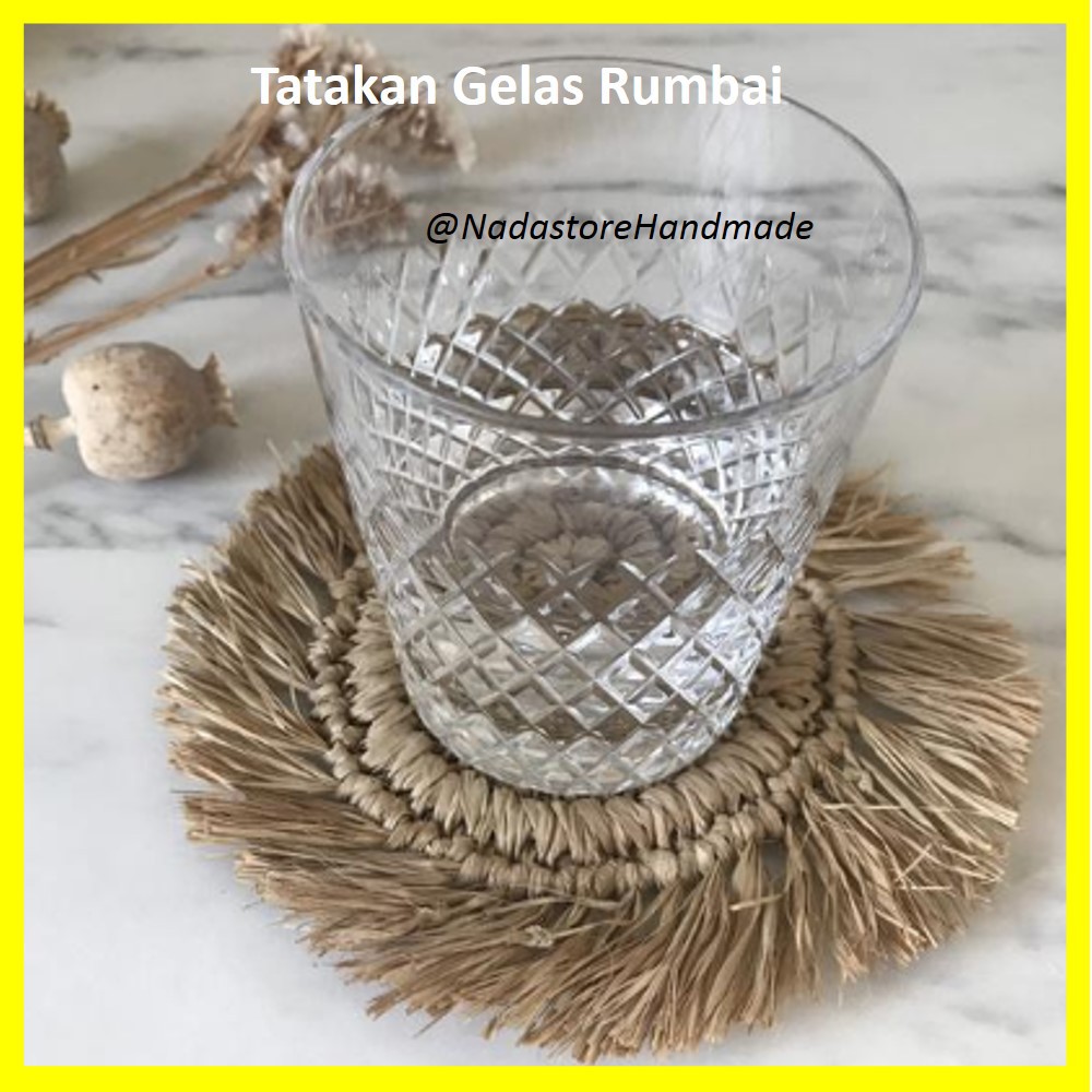 Jual Tatakan Gelas / Alas Gelas / Glass math Anyaman Seagrass Rumbai ...