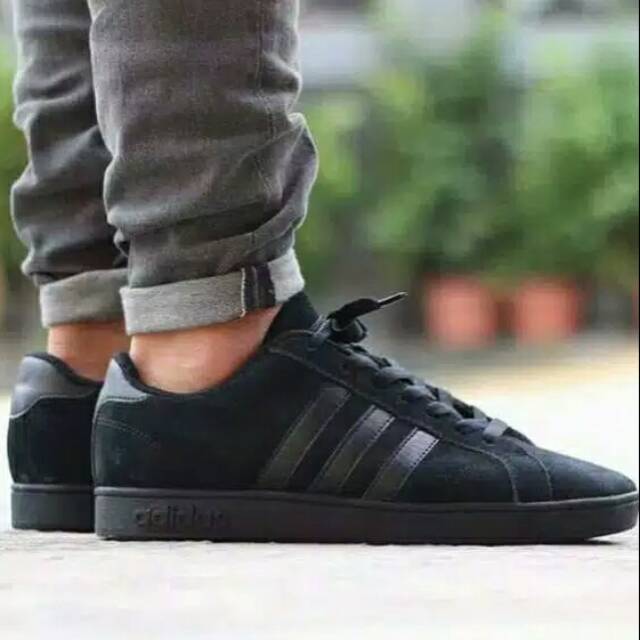 ASLI ORIGINAL ADIDAS NEO BASELINE SUEDE ORIGINAL BLACK SNEAKERS KETS KERJA SEKOLAH NOT SUPERSTAR