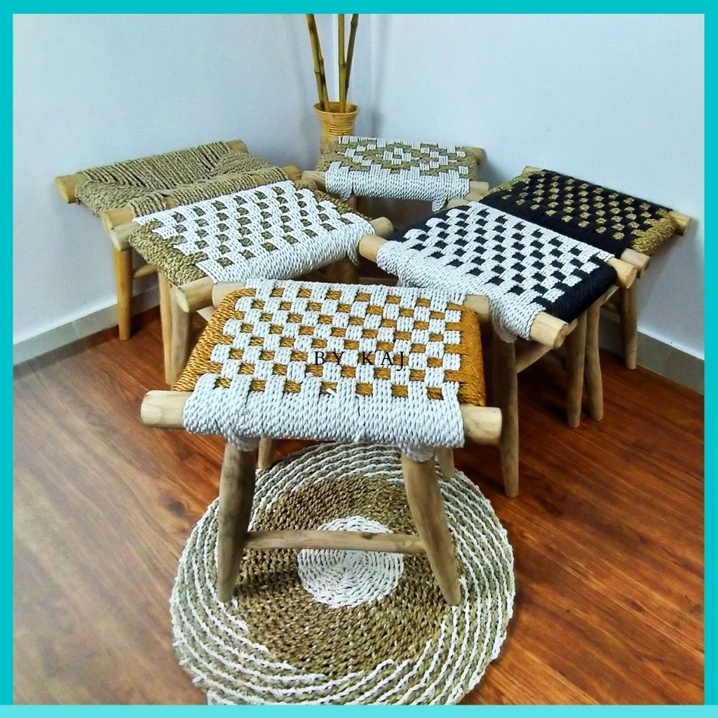 Jual Stool recta anyaman Seagrass Rectangle Esthetic stool Natural ...