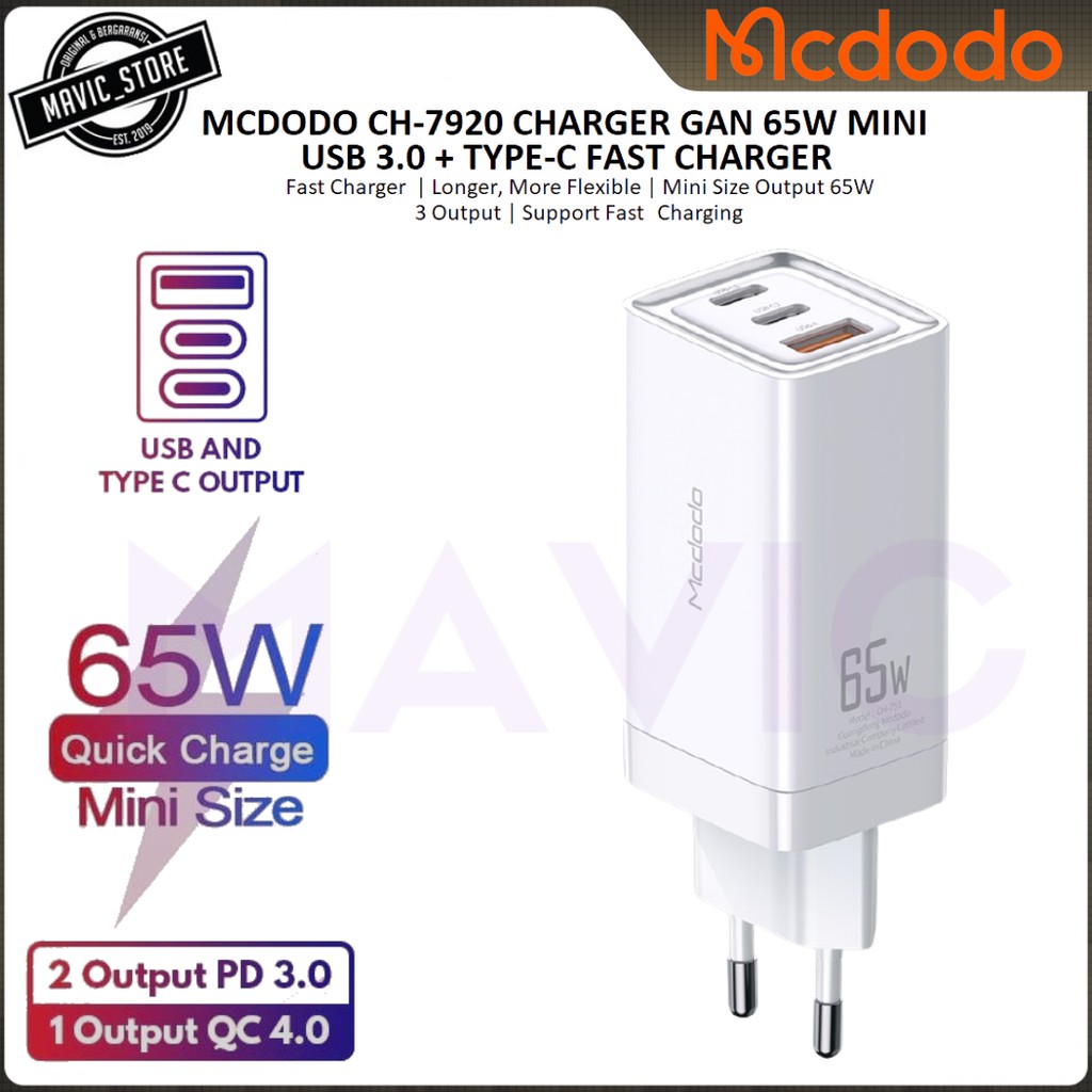 Jual Mcdodo Ch Ch Adaptor Kepala Charger Gan W Pps Fast Charging Pd Garansi