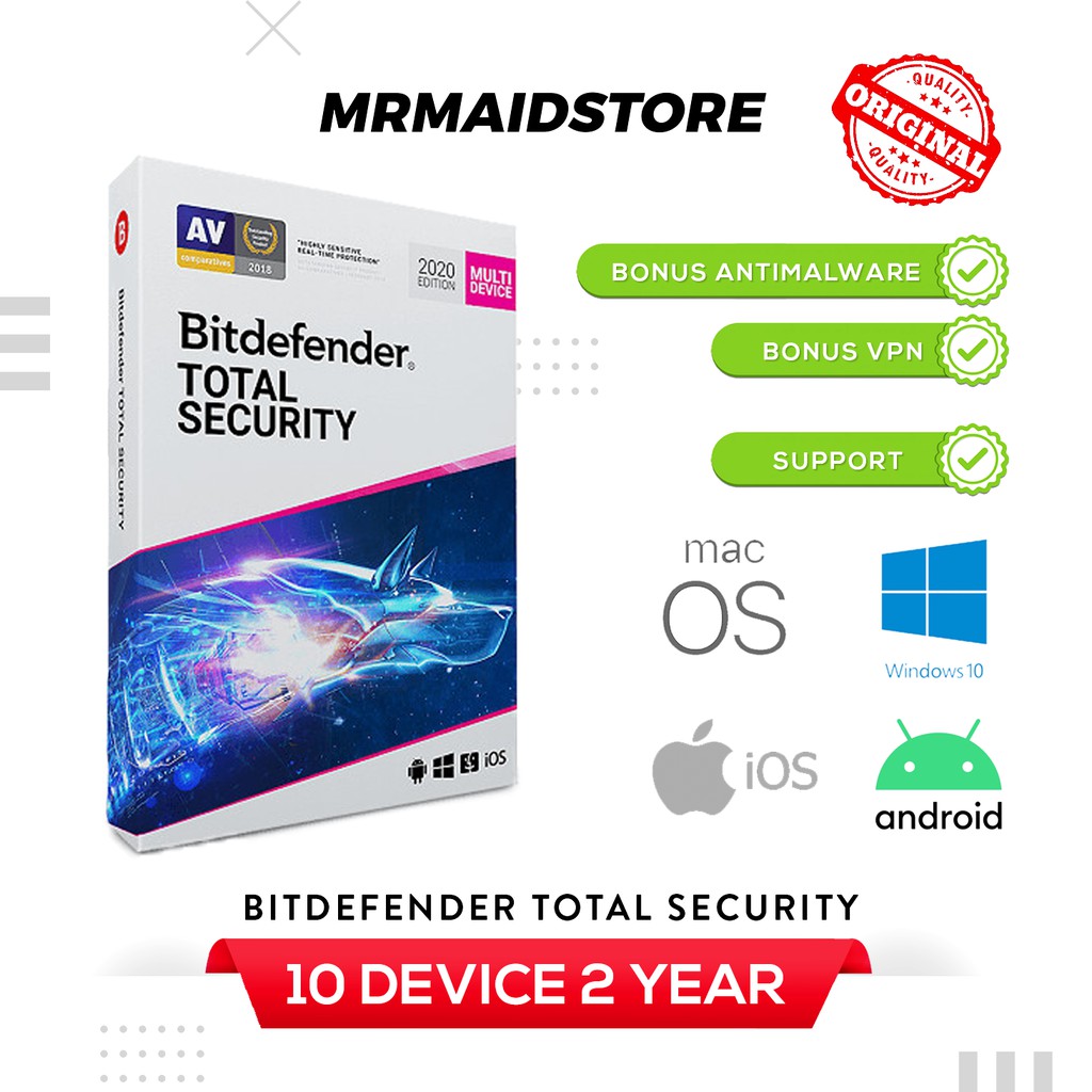 Jual Antivirus Bitdefender Total Security 10 PC 2 Year ORIGINAL ...