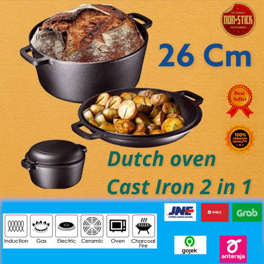 Jual wajan panci Dutch oven combo cooker26 cm / 10 inch/ 5 Quartz ...