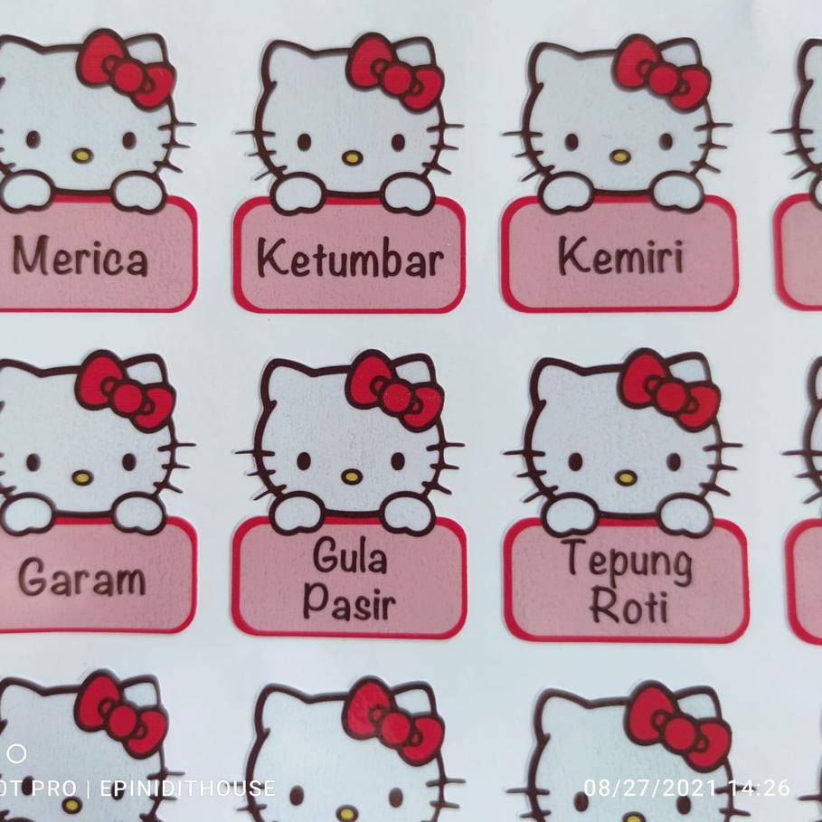 Jual Trendy Stiker Toples Hello Kitty Label Nama Bumbu Dapur Tempel ...