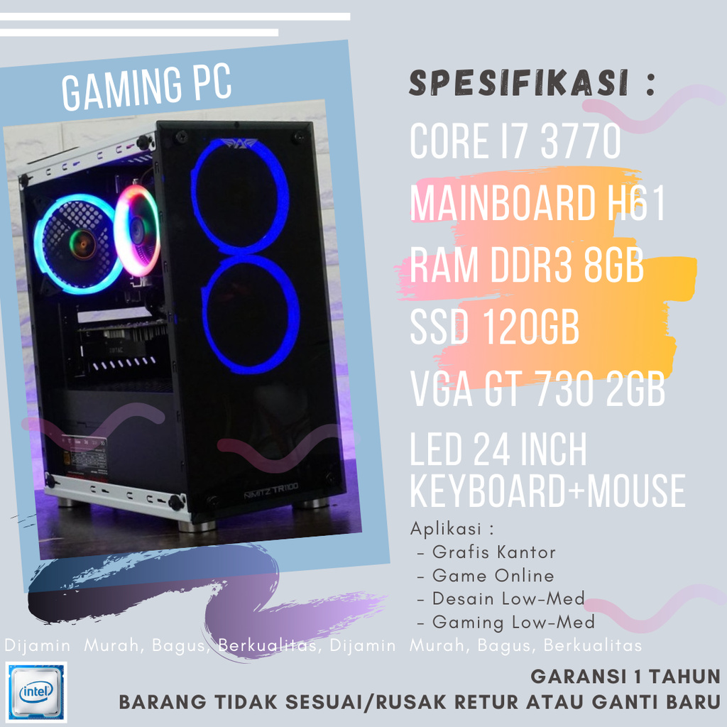 Jual Pc Gaming Core I Komputer Cpu Vga Gt Gb E Shopee