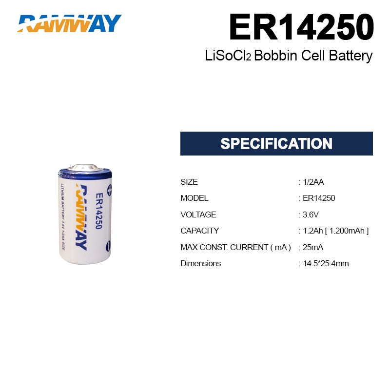 Jual Baterai Lithium Ramway ER14250 1/2AA 3.6V - Baterai Lithium ...