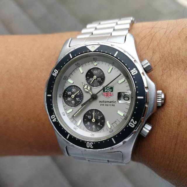 Original 90s Tag Heuer Professional 200m automatic Chronograph grey ghost Panda Dial all ori